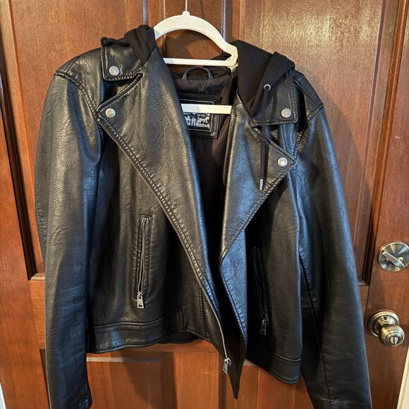 Levi's Faux Leather Hooded Motorcycle Jacket — Women's XXL - Picture 1 of 6